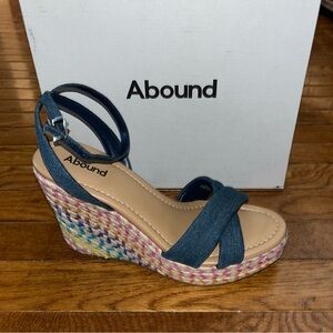 Abound Sukie Espadrilles Sandal Dark Wash Denim & Multicolored Women's Size 8